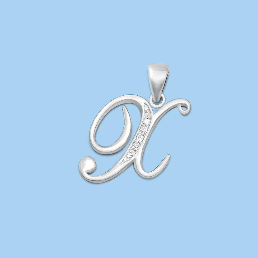 Silver Initial Pendant - X