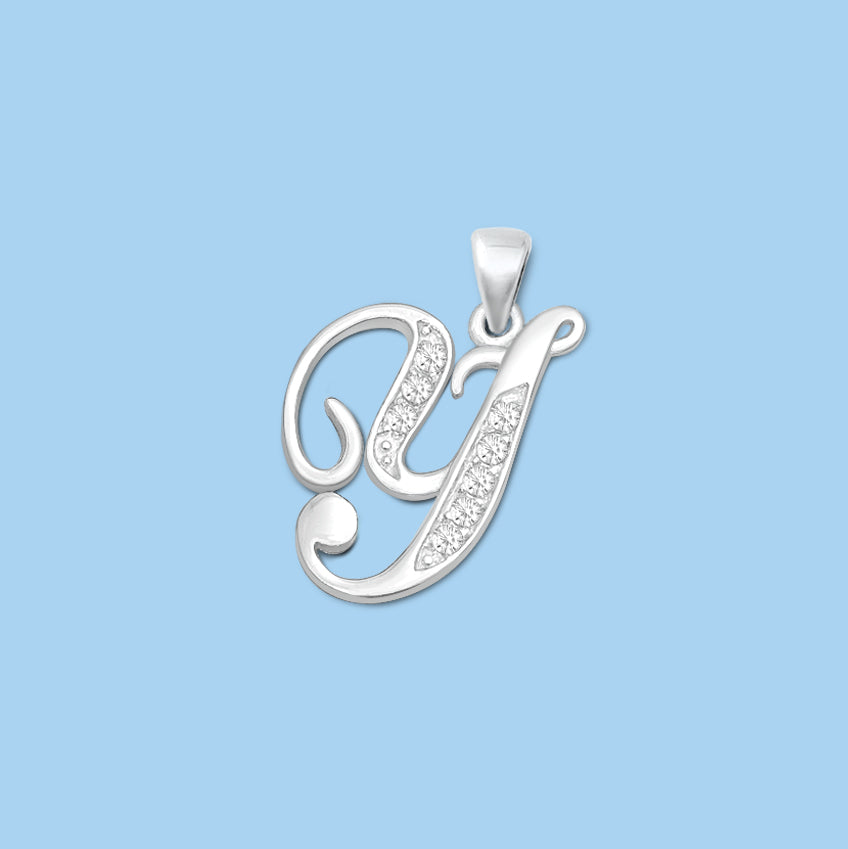 Silver Initial Pendant - Y