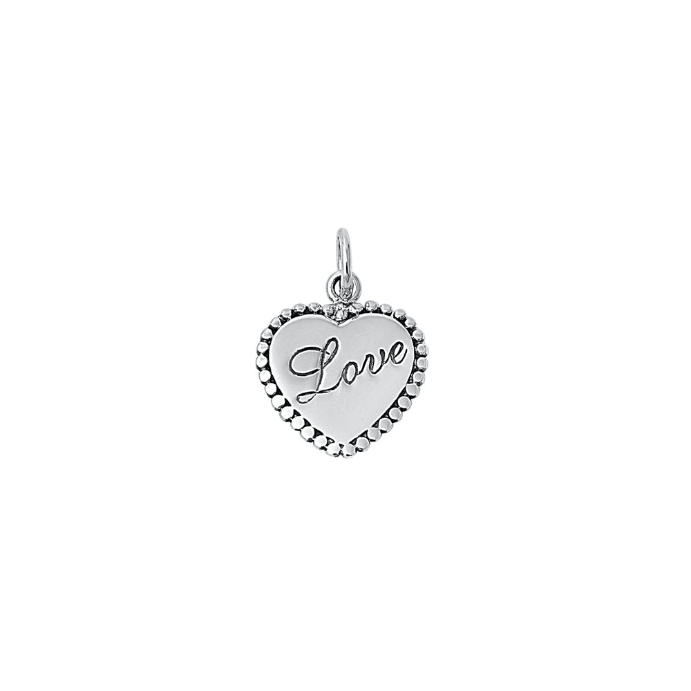 Silver Pendant - Heart Engraved W/ Love