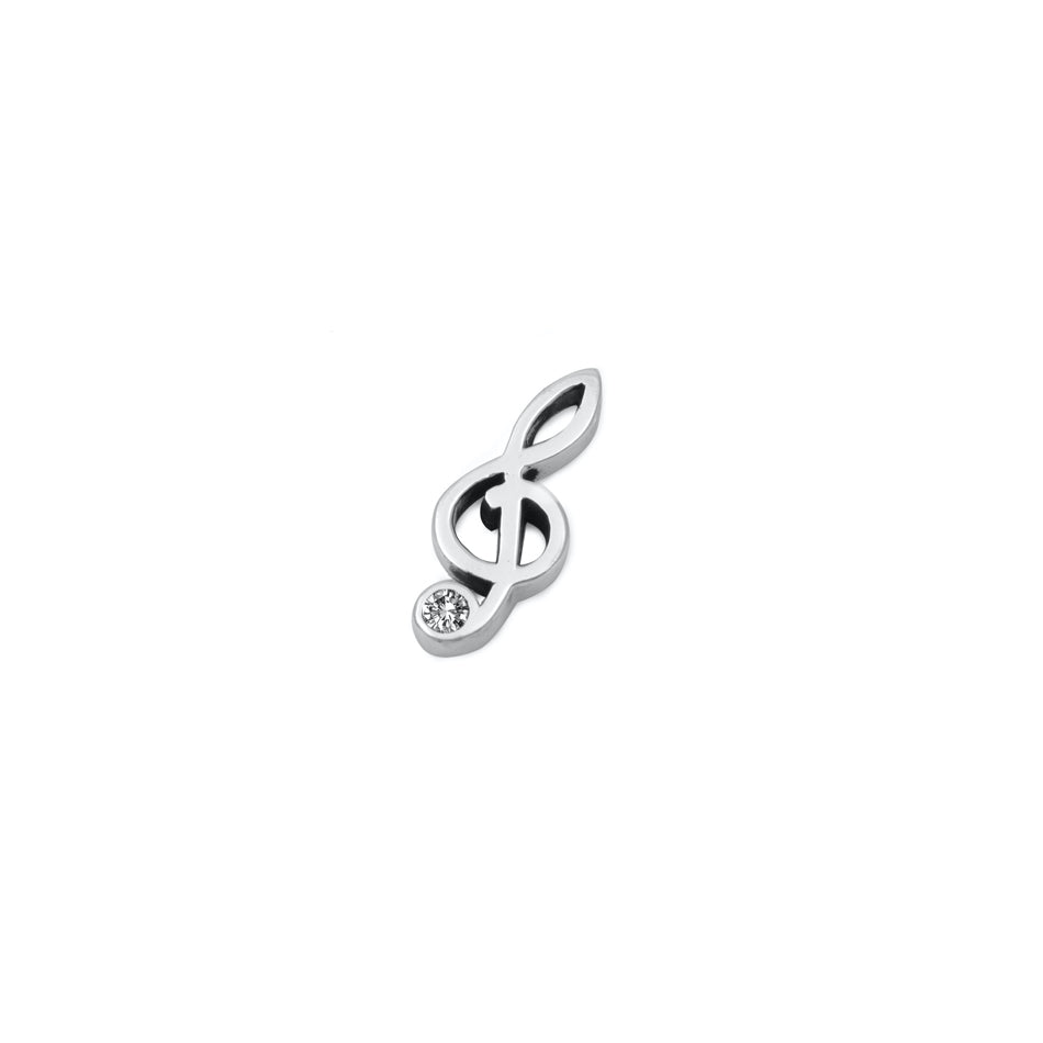 Silver Pendant - Music Note with CZ