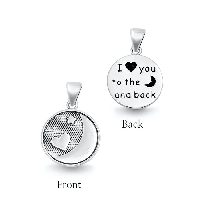 Silver Pendant - "I Love You To the Moon and Back"