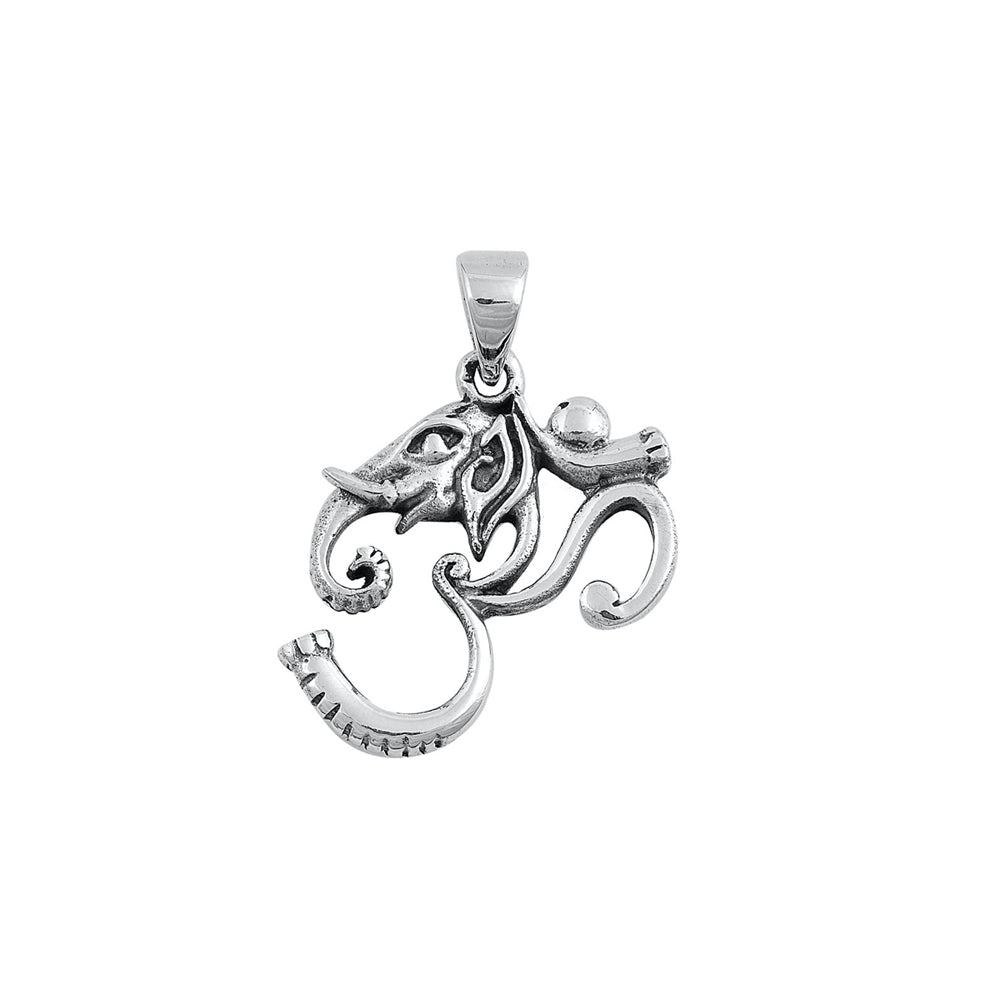 Silver Pendant - Om & Elephant Sign