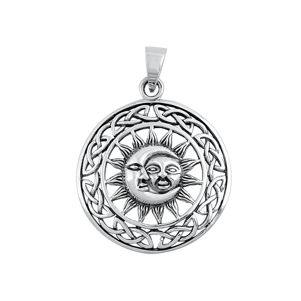 Silver Pendant - Moon and Sun