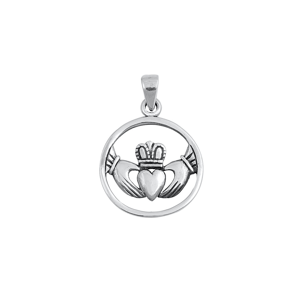 Silver Pendant - Circle Claddaugh