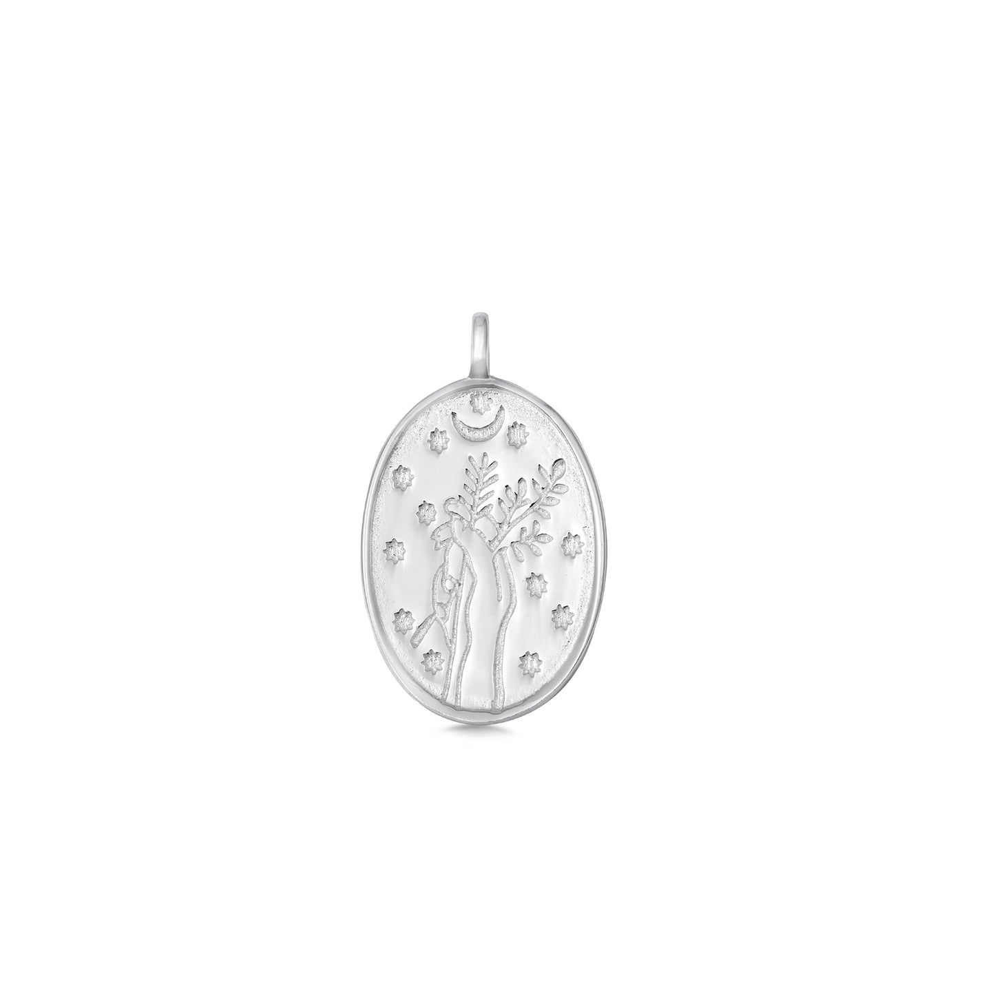 Silver Pendant - Hand Holding Flowers