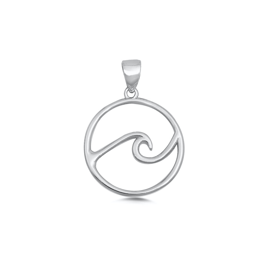 Silver Pendant - Single Wave