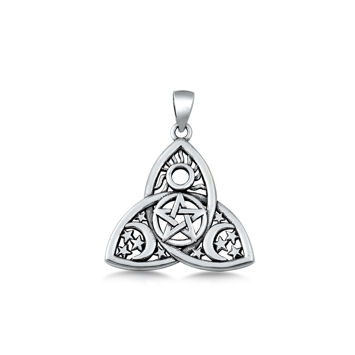 Silver Pendant - Triquetra Pentagram