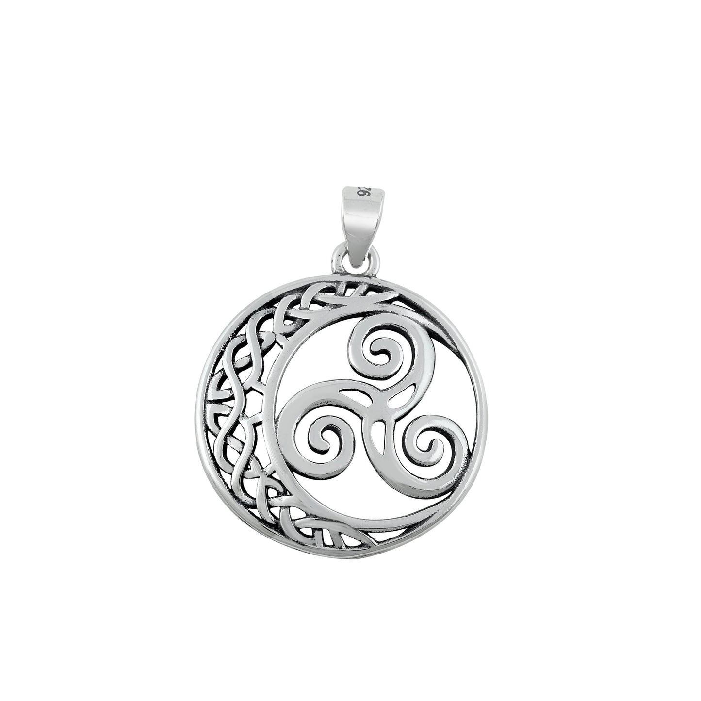 Silver Pendant - Moon and Triskelion
