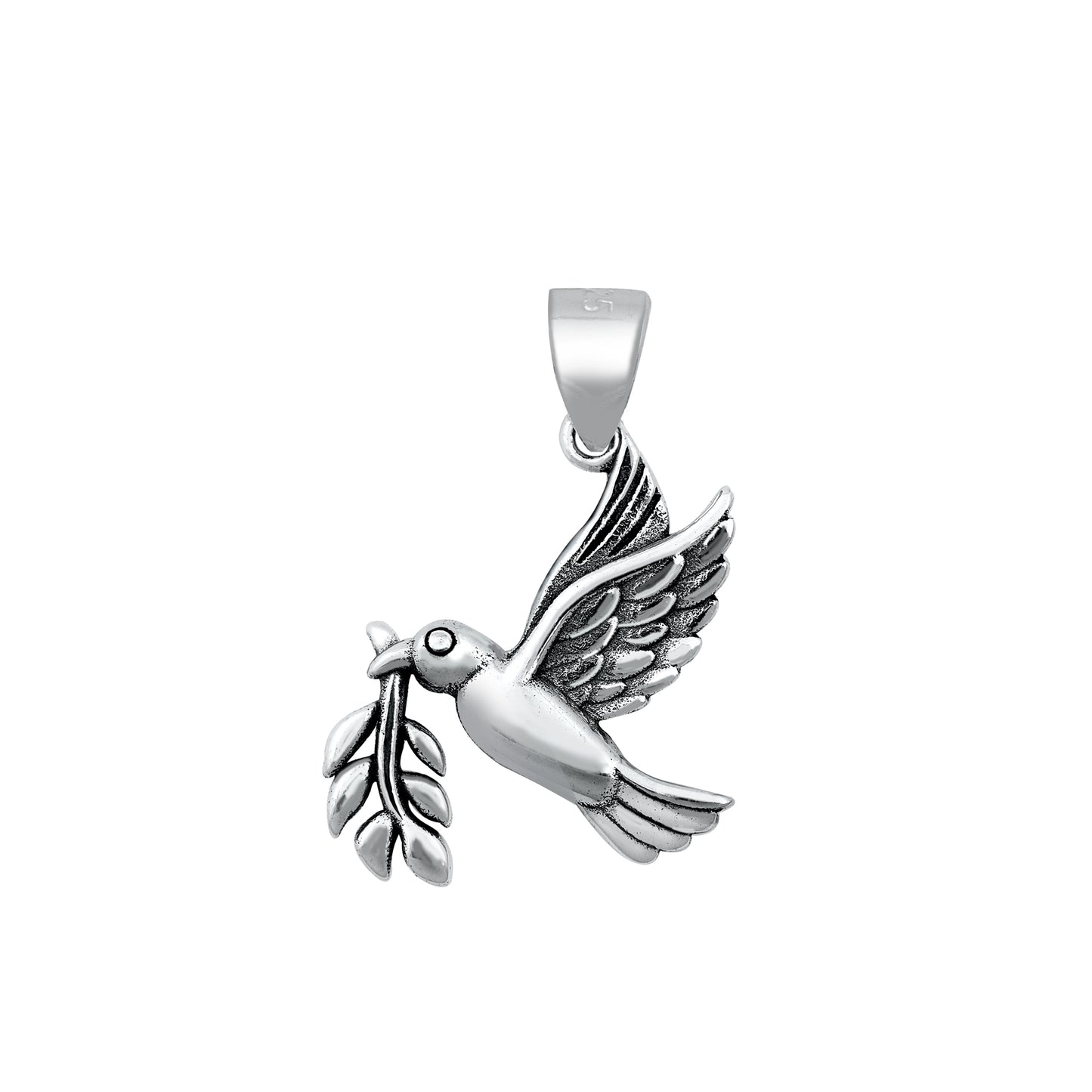 Silver Pendant - Dove w/ Olive Branch