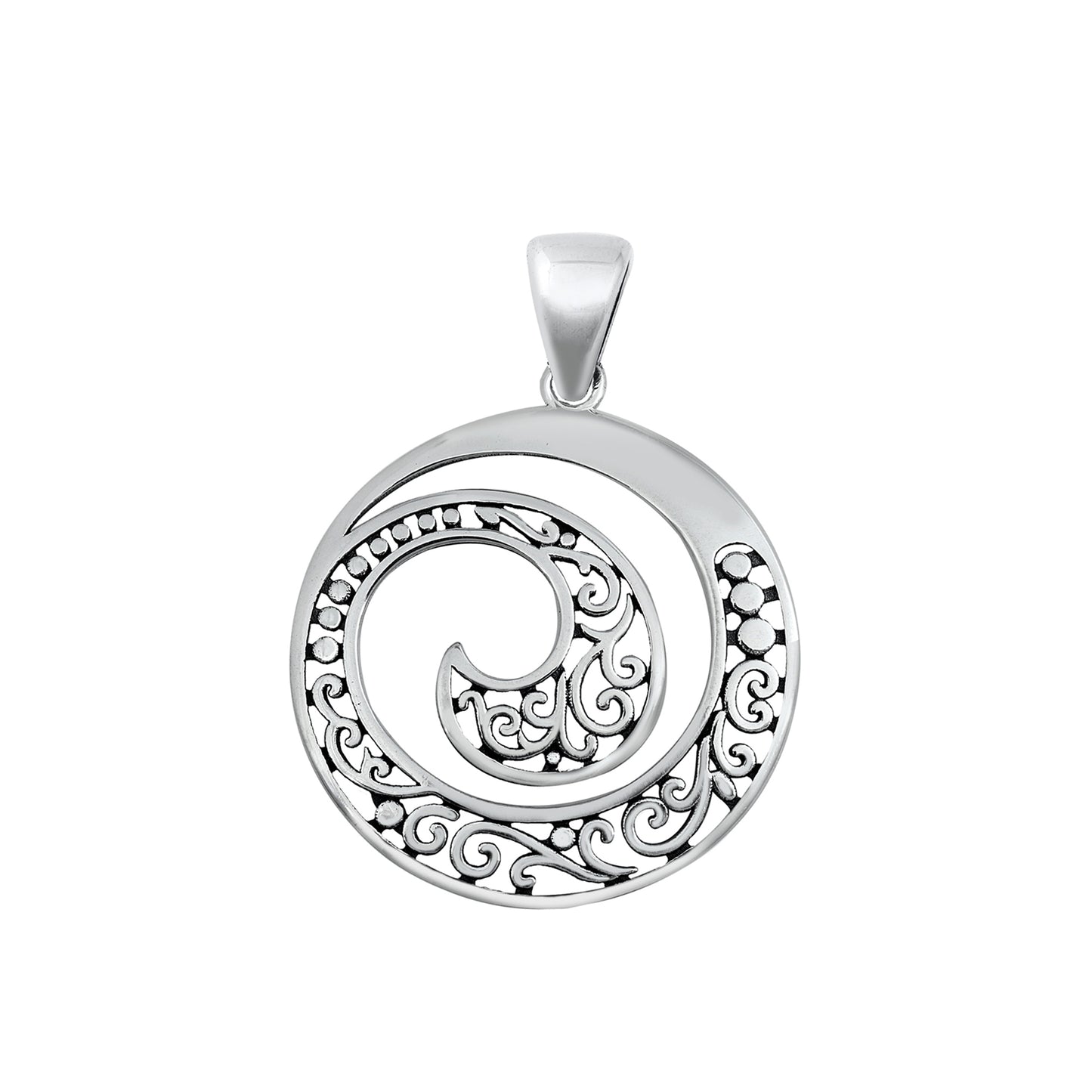 Silver Pendant - Filigree Spiral