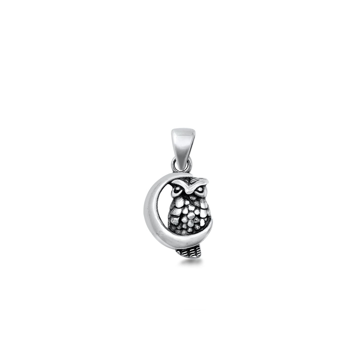 Silver Pendant - Owl & Moon