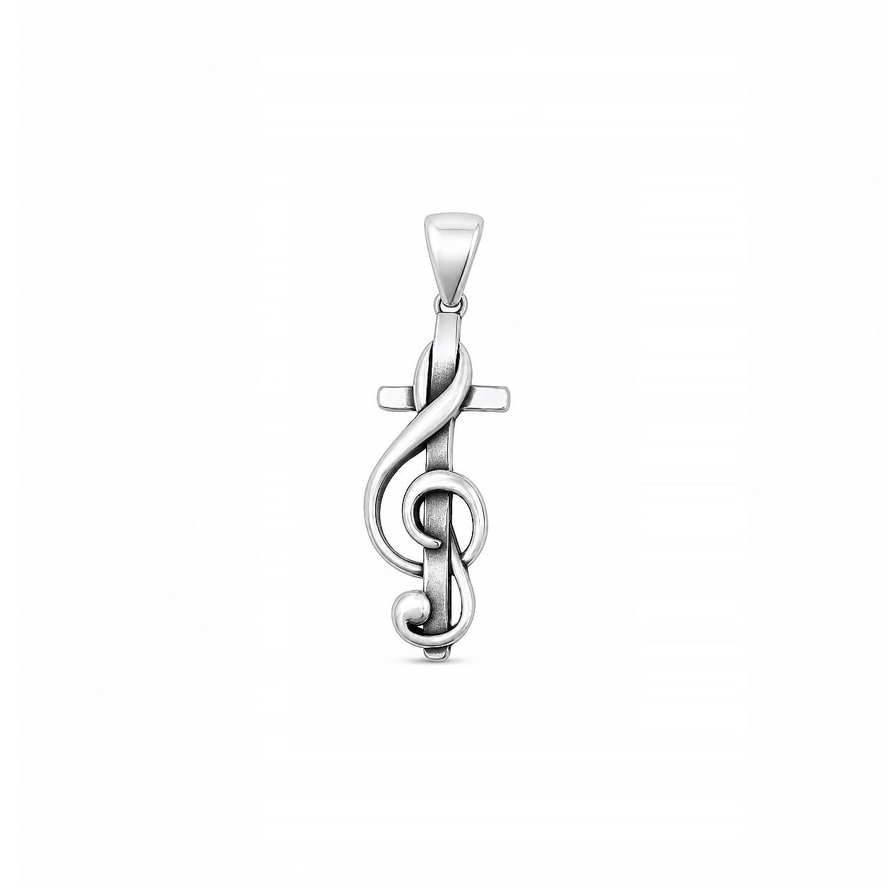 Silver Pendant - Treble Clef Cross
