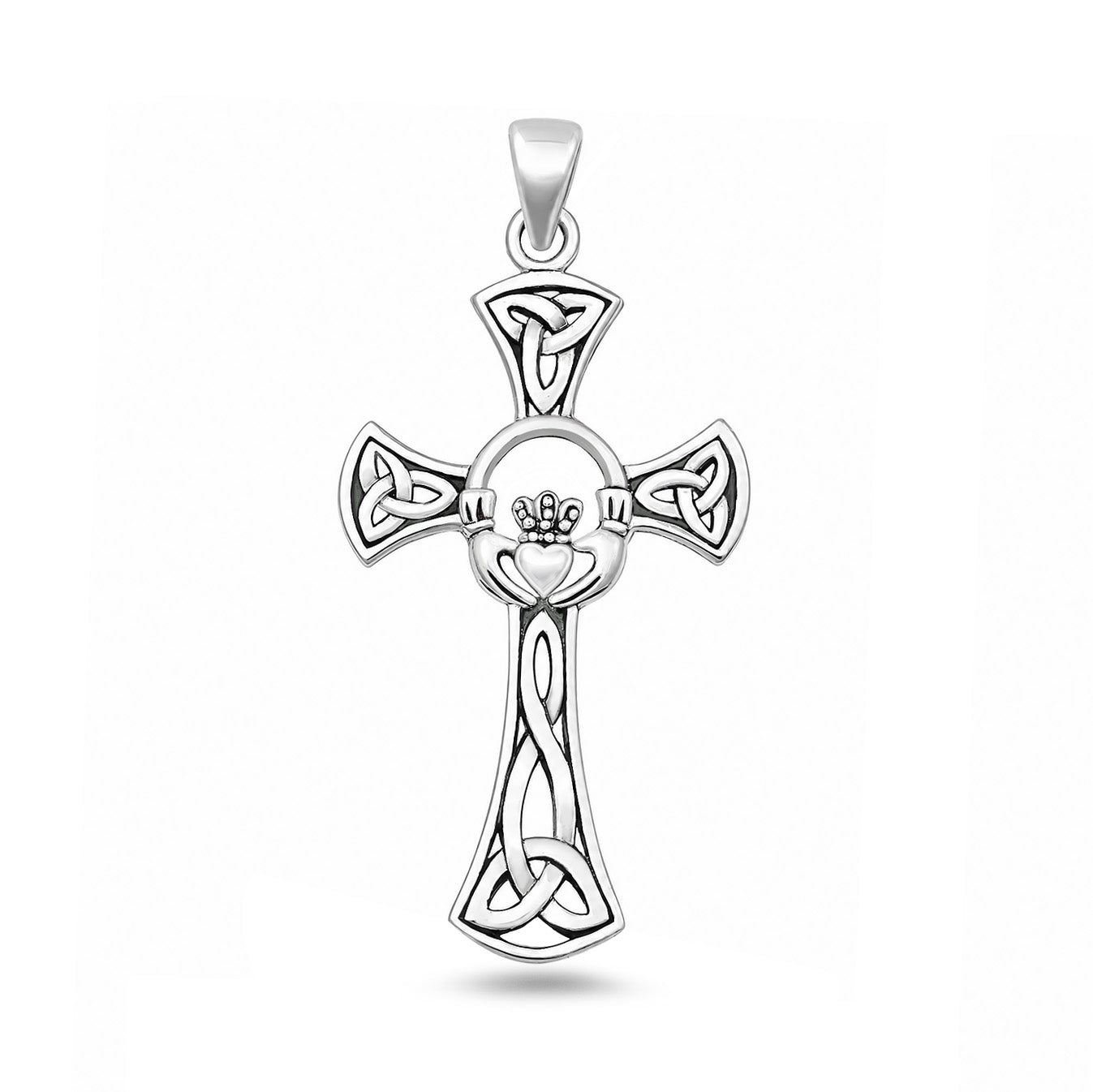Silver Pendant - Claddagh Celtic Cross