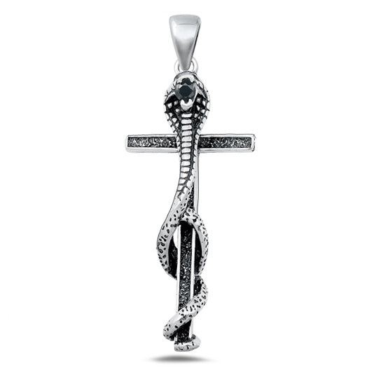 Silver Pendant - Cobra Snake Cross