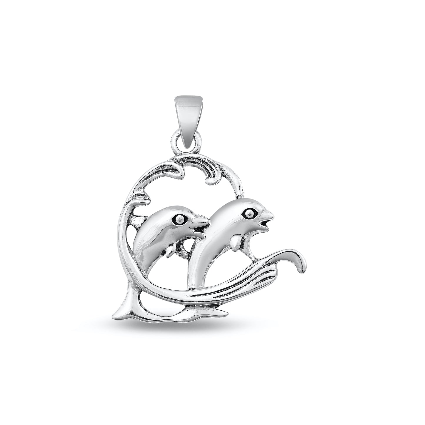 Silver Pendant - Dolphins