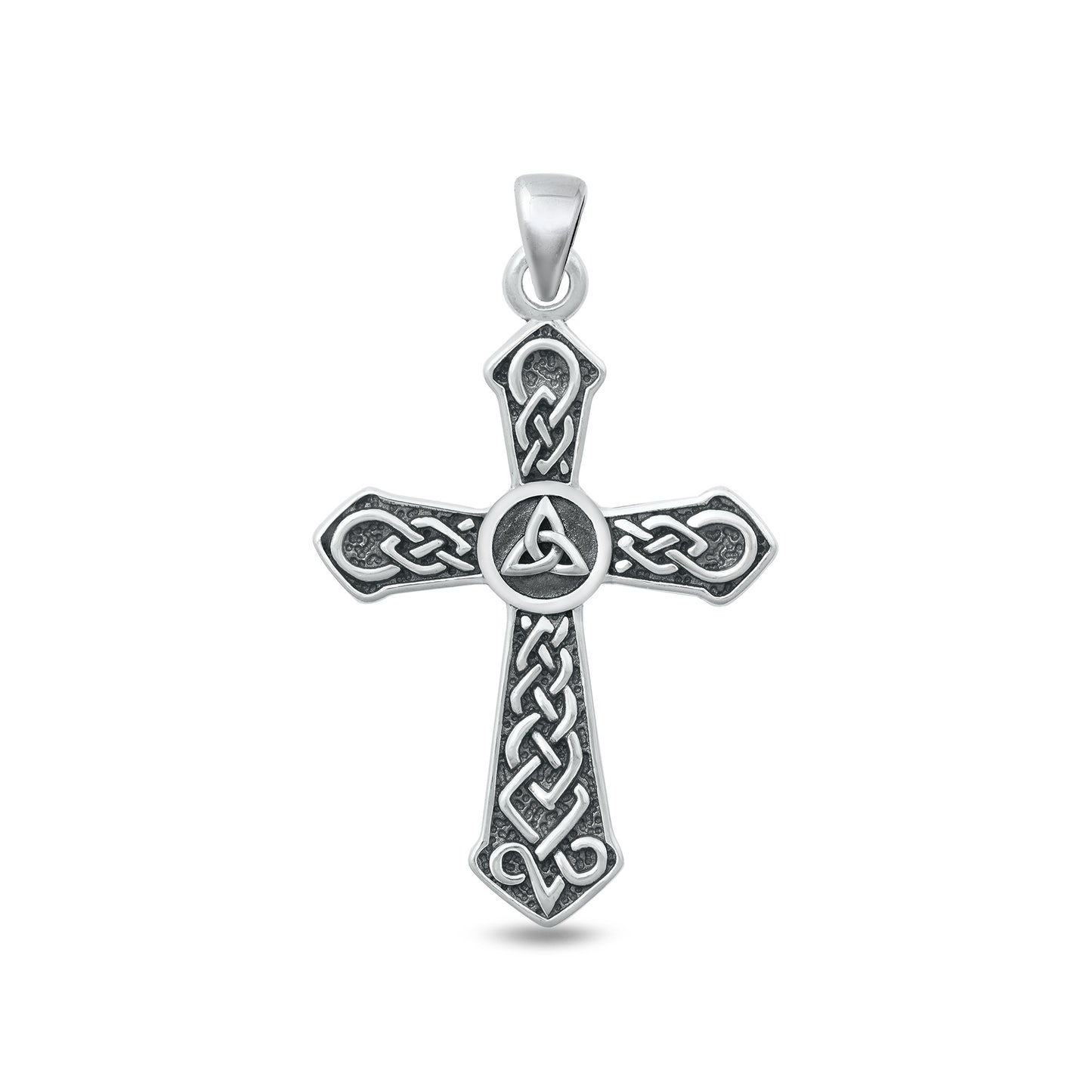 Silver Pendant - Celtic Cross & Triquetra