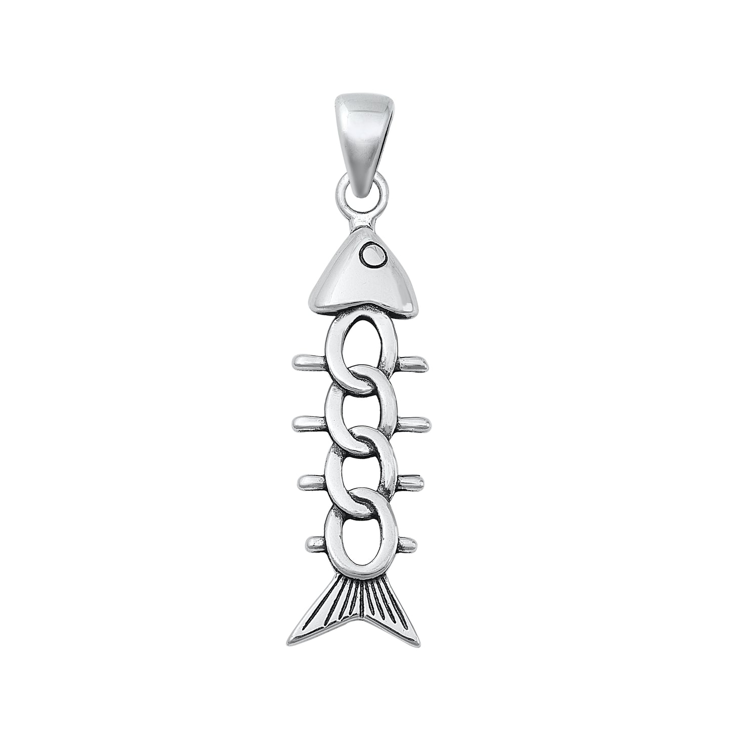 Silver Pendant - Fish Skeleton