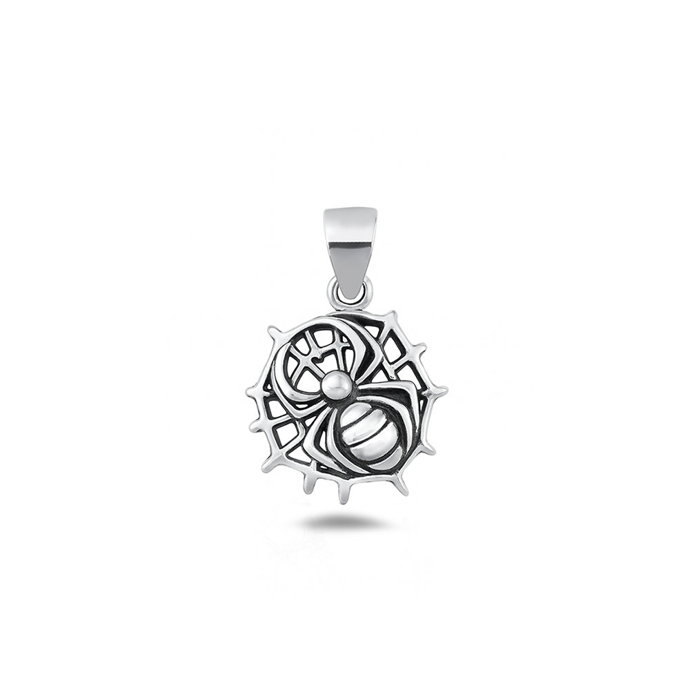 Silver Pendant - Spider & Web