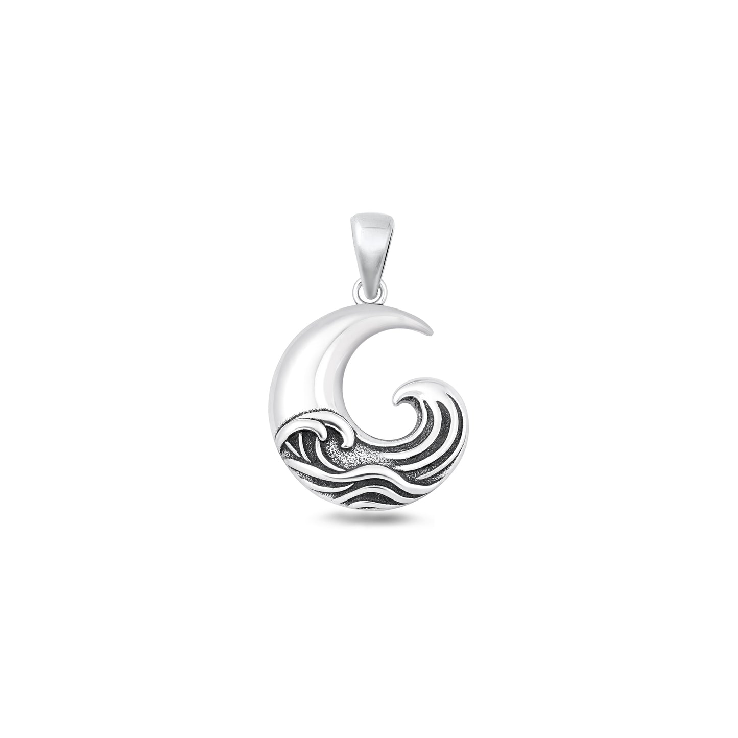Silver Pendant - Ocean & Moon