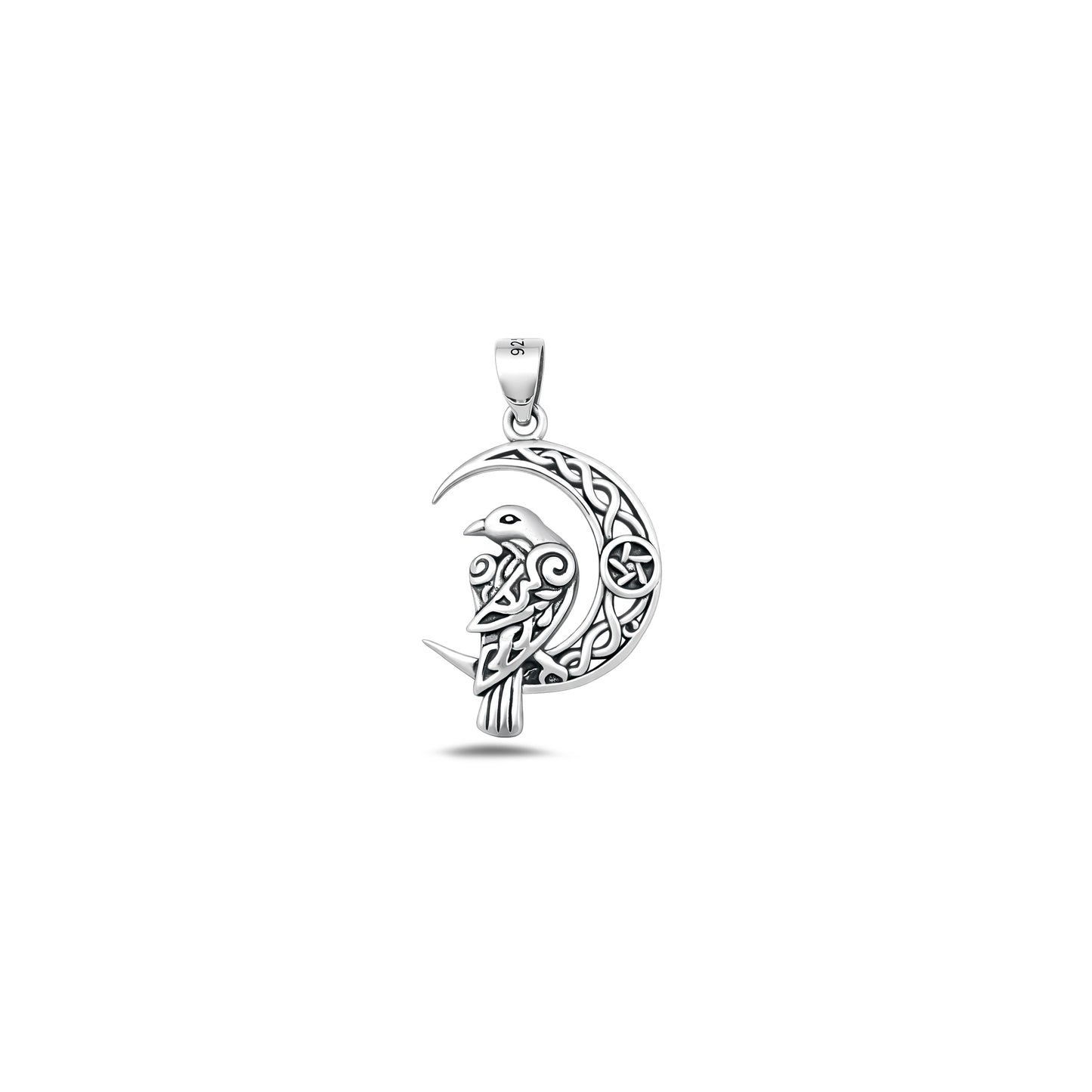 Silver Pendant - Celtic Bird & Moon