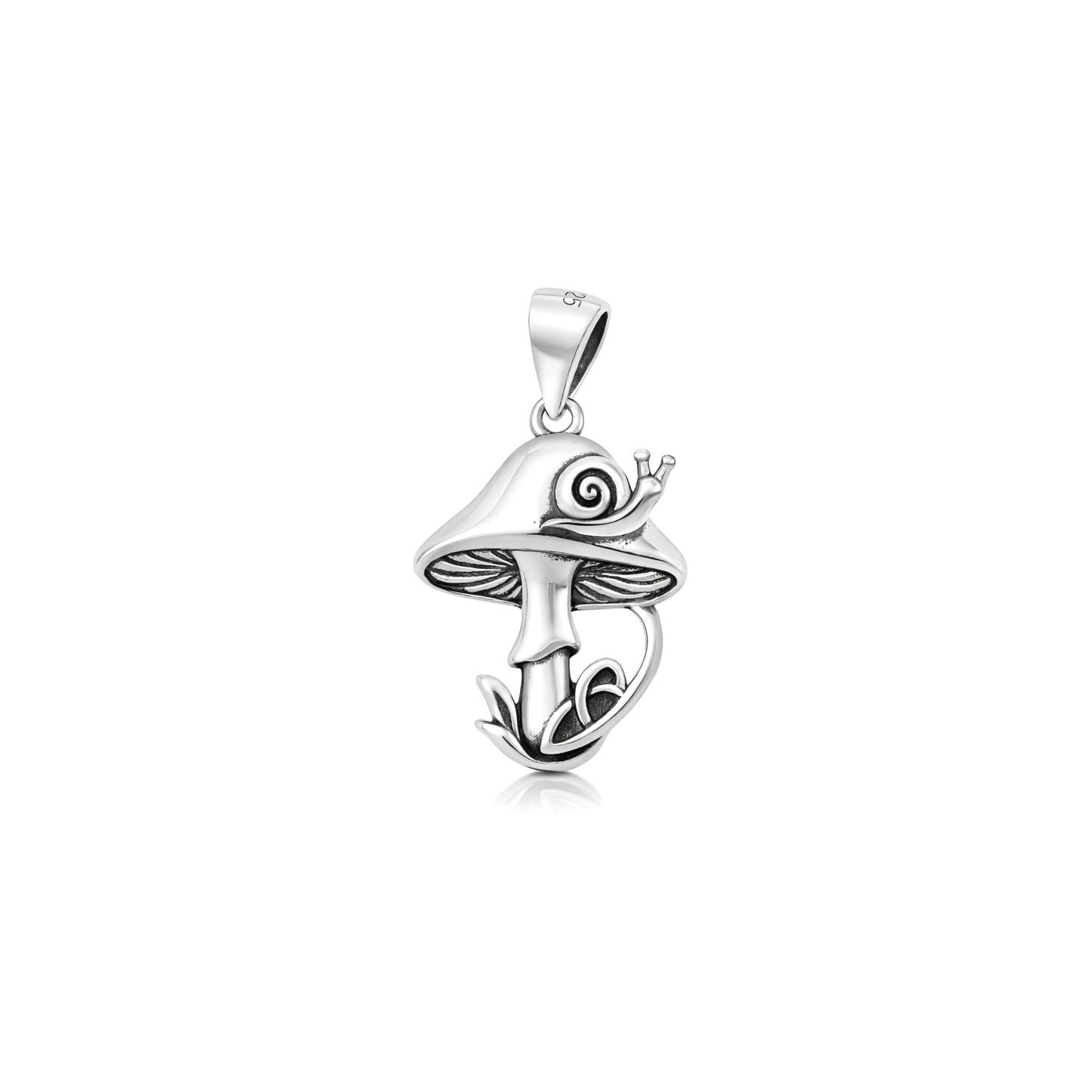 Silver Pendant - Mushroom & Snail