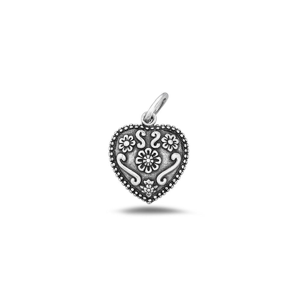 Silver Pendant - Decorated Heart