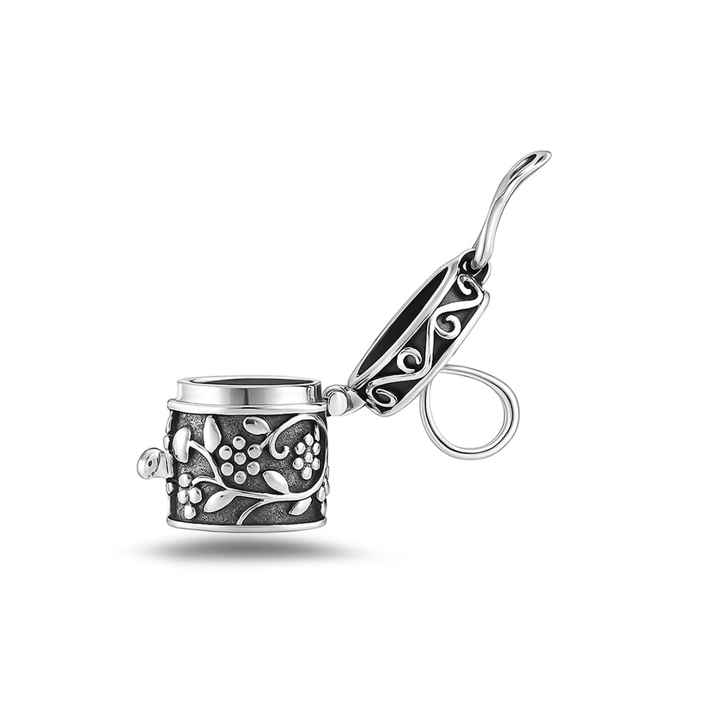 Silver Pendant - Floral Canister
