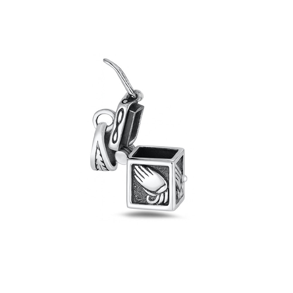 Silver Pendant - Prayer Hands Canister