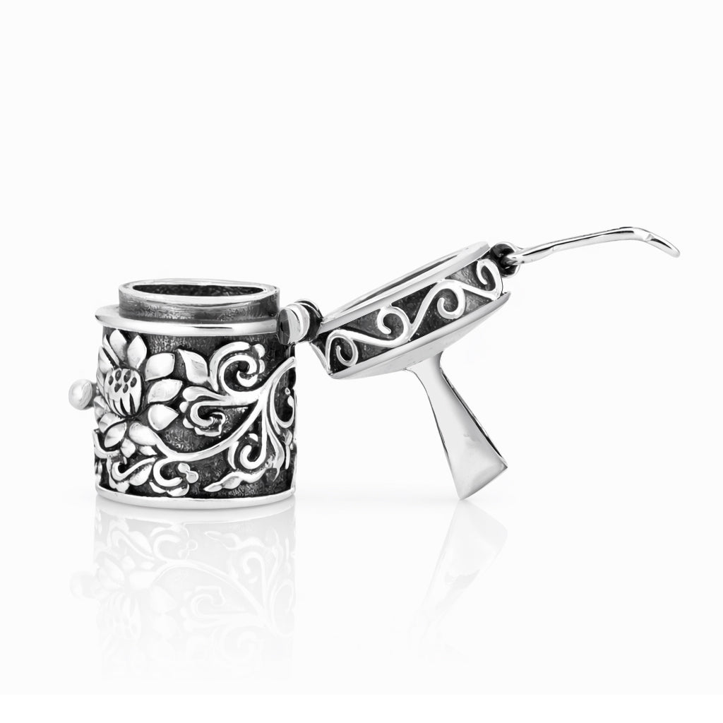 Silver Pendant - Floral Prayer Box