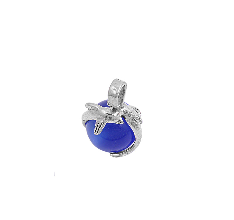Silver Stone Pendant - Blue