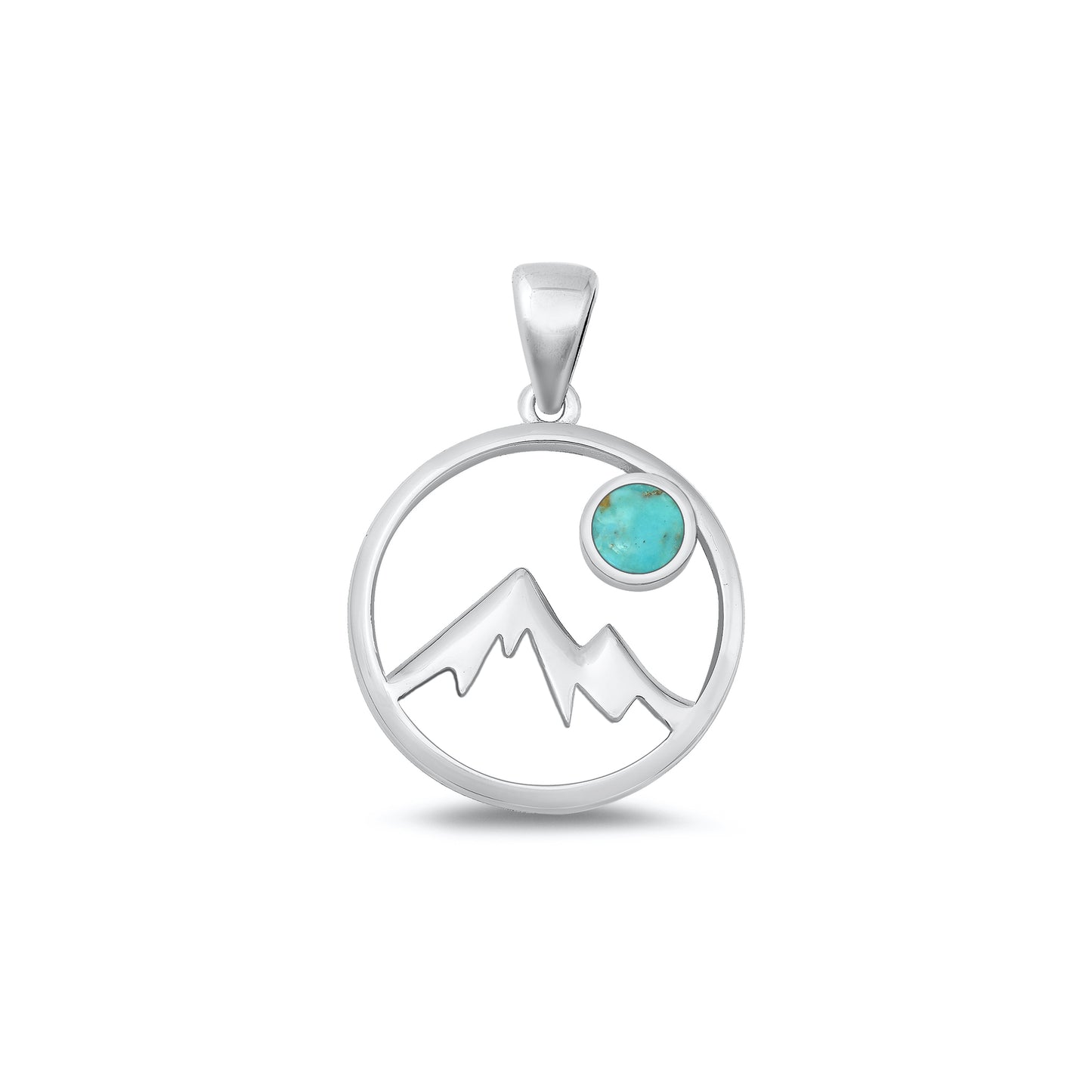 Silver Stone Pendant - Mountains & Moon
