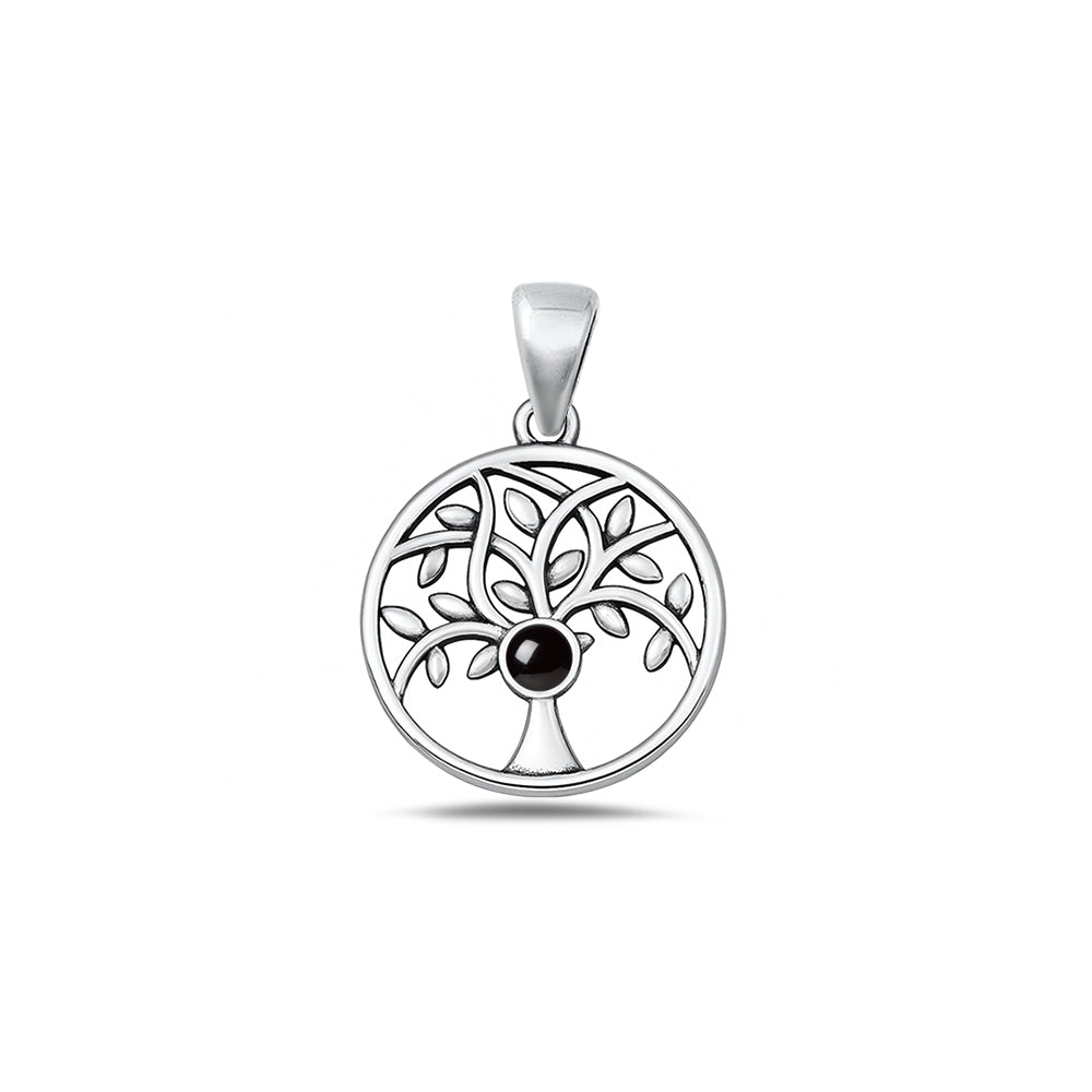 Silver Stone Pendant - Tree of Life