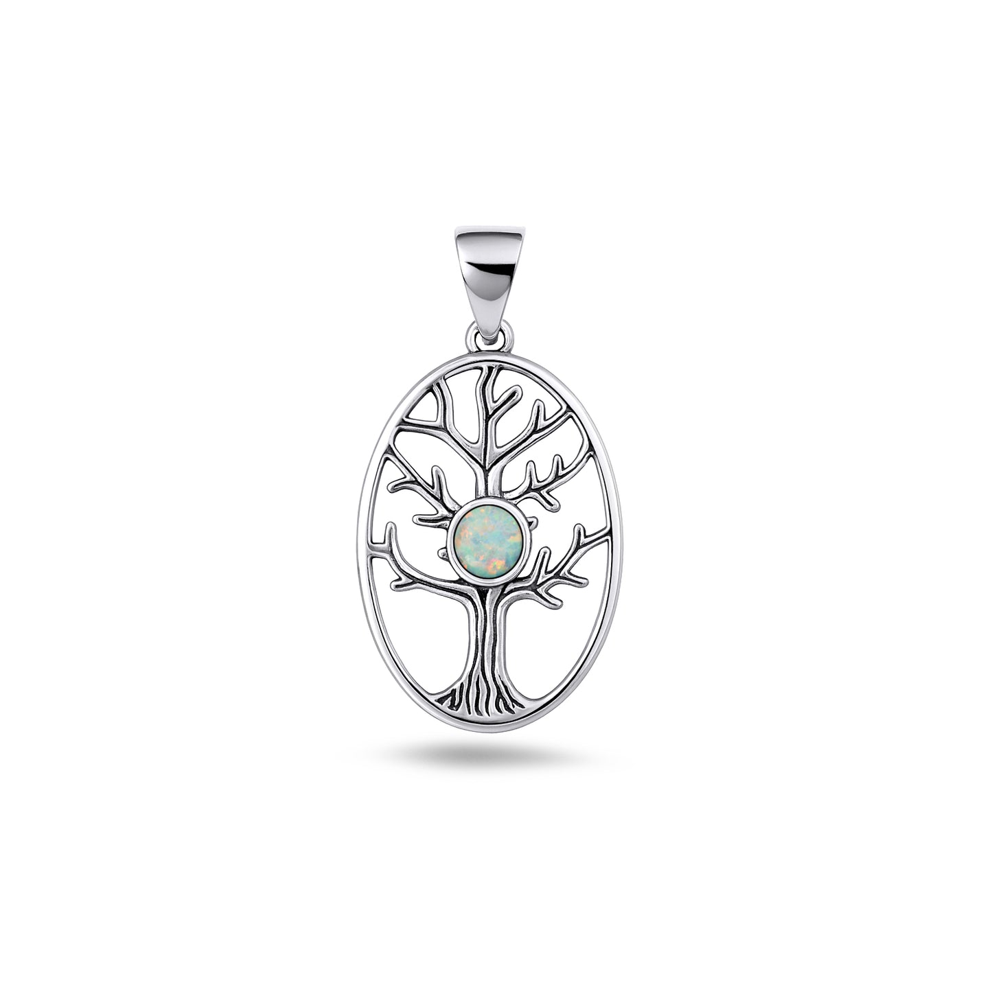Silver Lab Opal Pendant - Tree of LIfe