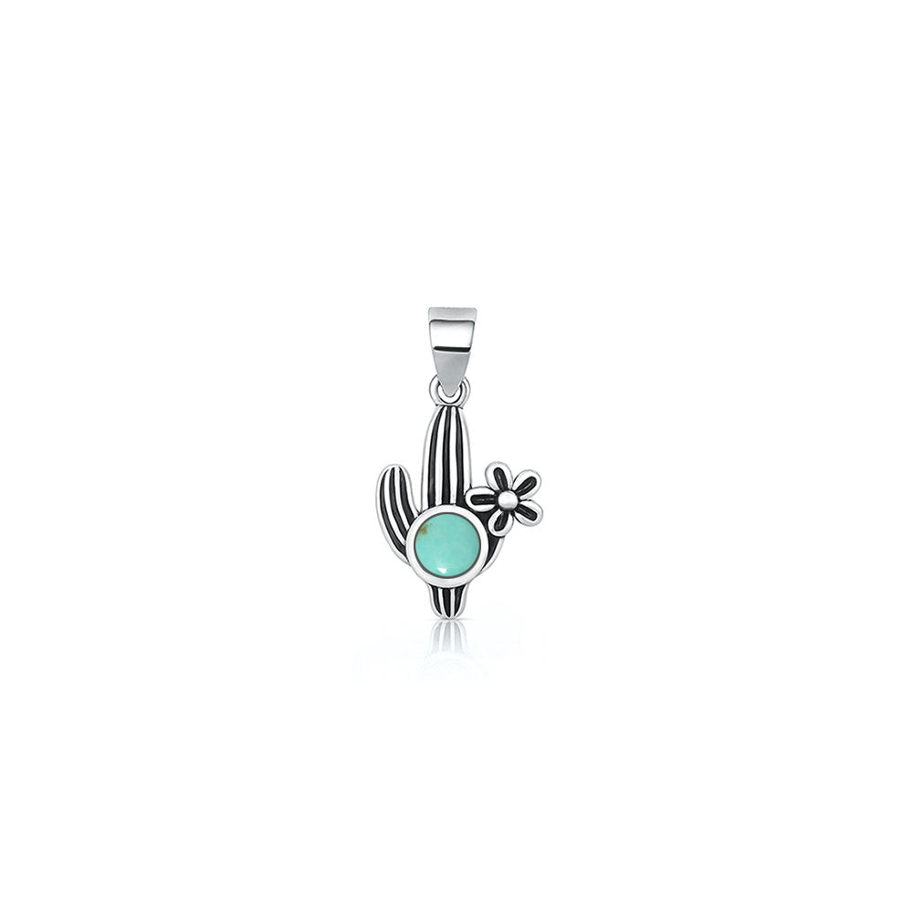 Silver Stone Pendant - Cactus