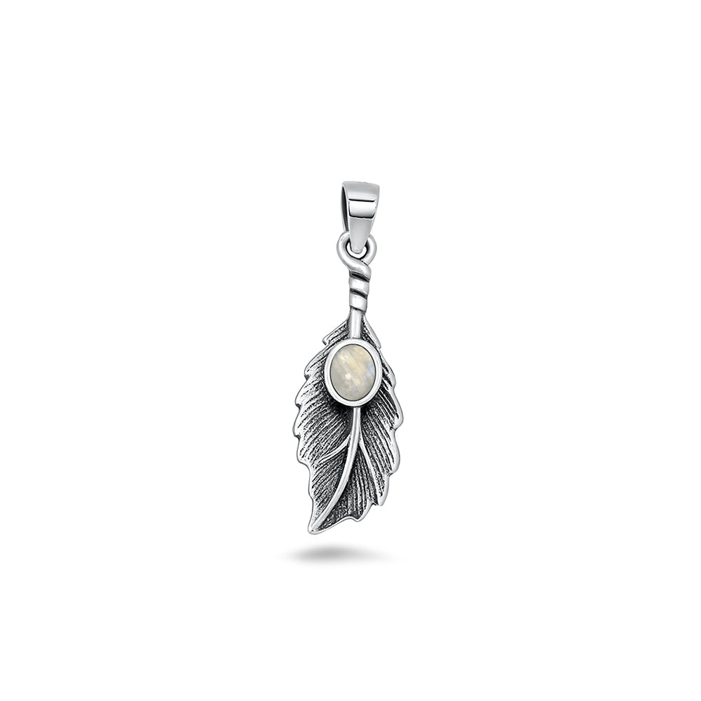 Silver Stone Pendant - Feather