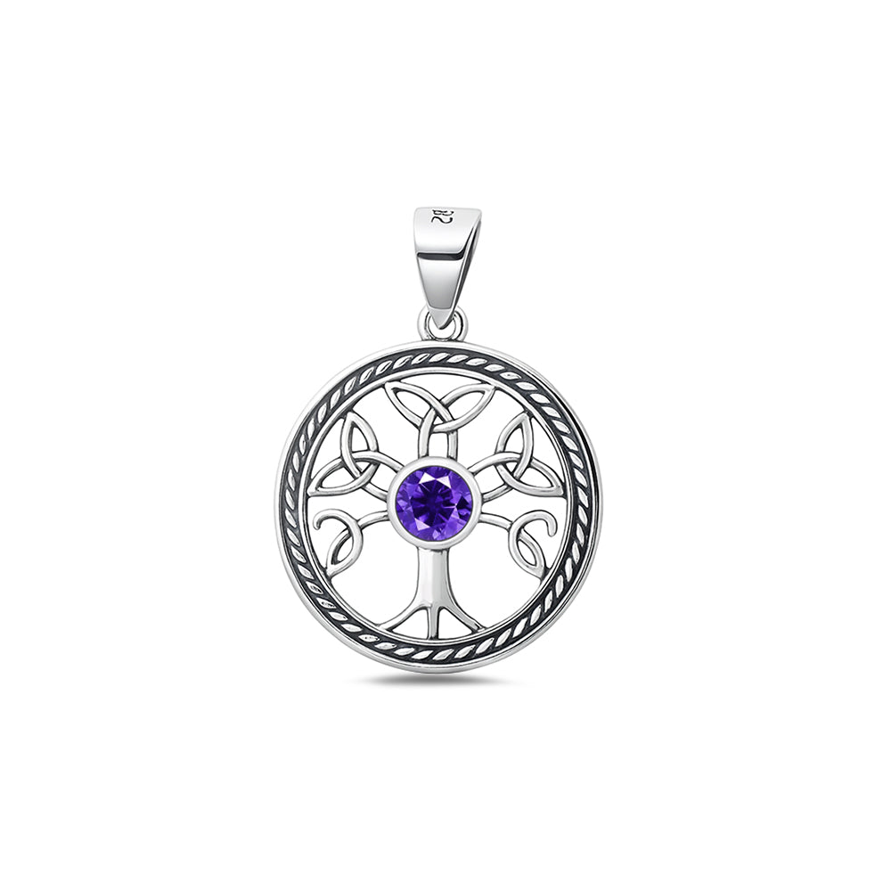 Silver CZ Pendant - Celtic Tree of Life