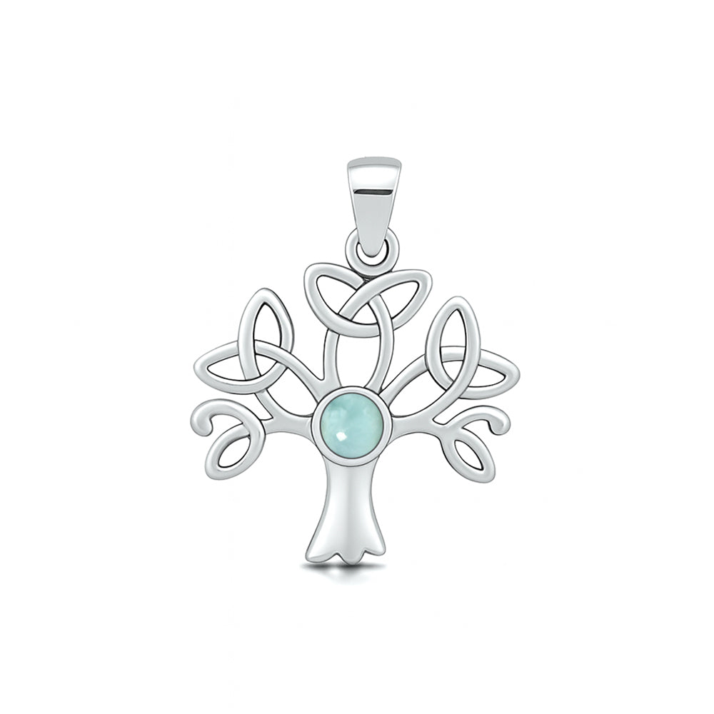 Silver Stone Pendant - Celtic Tree