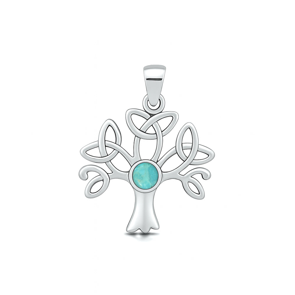 Silver Stone Pendant - Celtic Tree