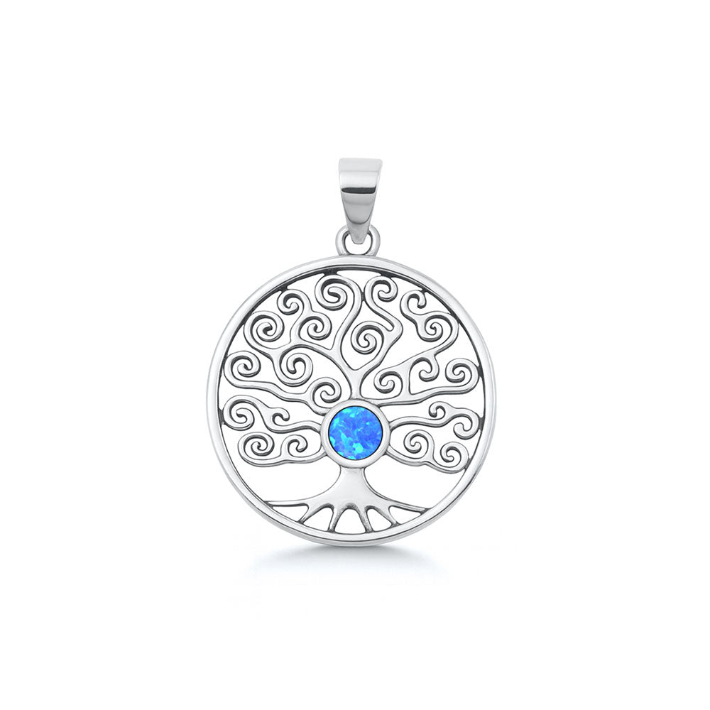 Silver Lab Opal Pendant - Tree of Life