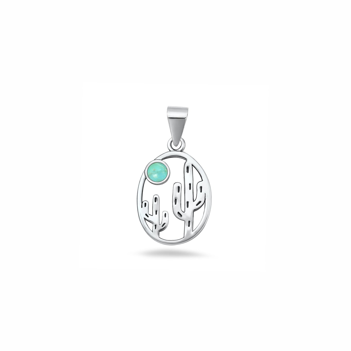 Silver Stone Pendant - Cactus