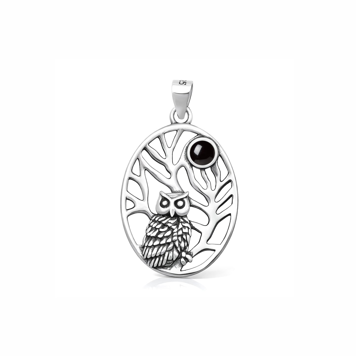 Silver Stone Pendant - Owl