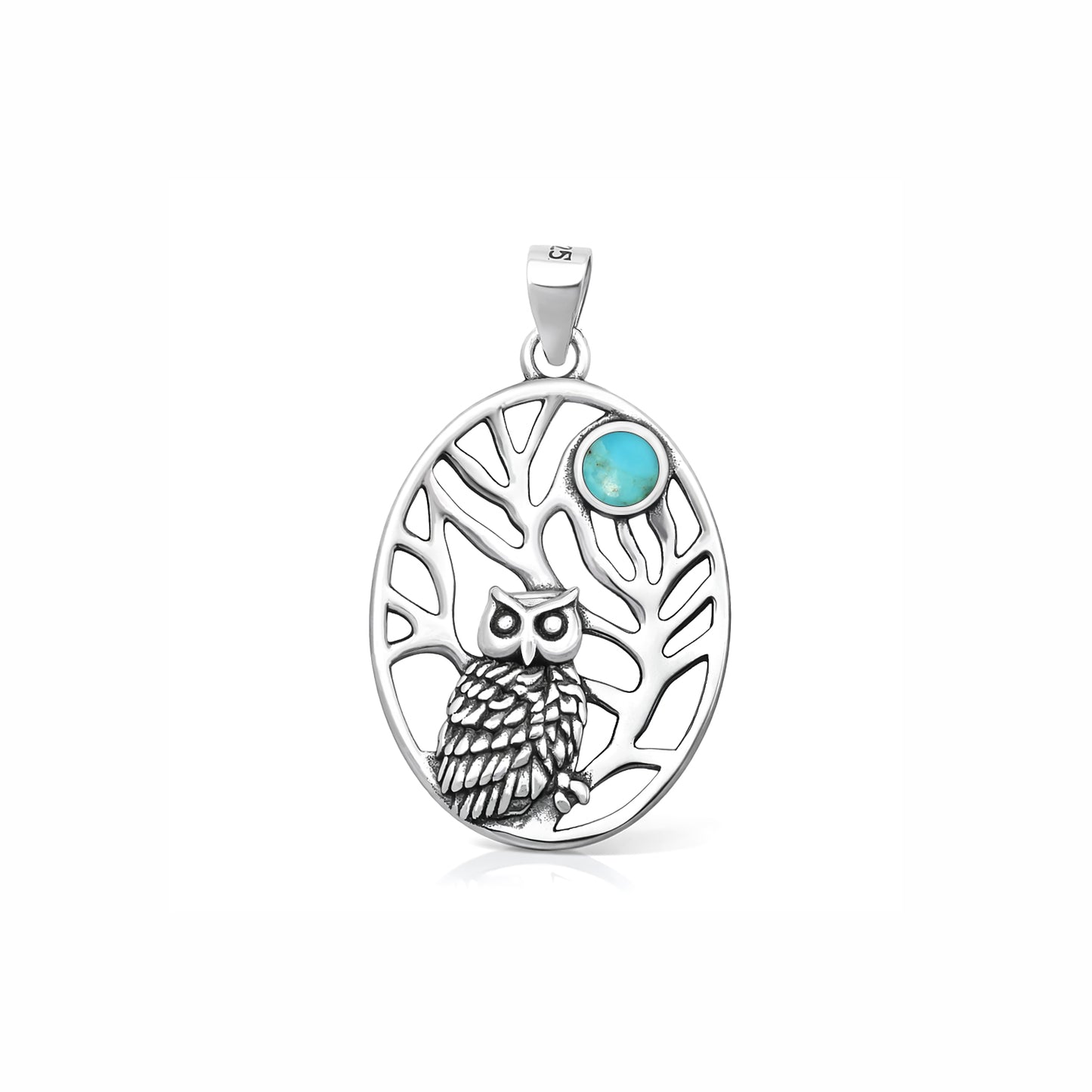 Silver Stone Pendant - Owl