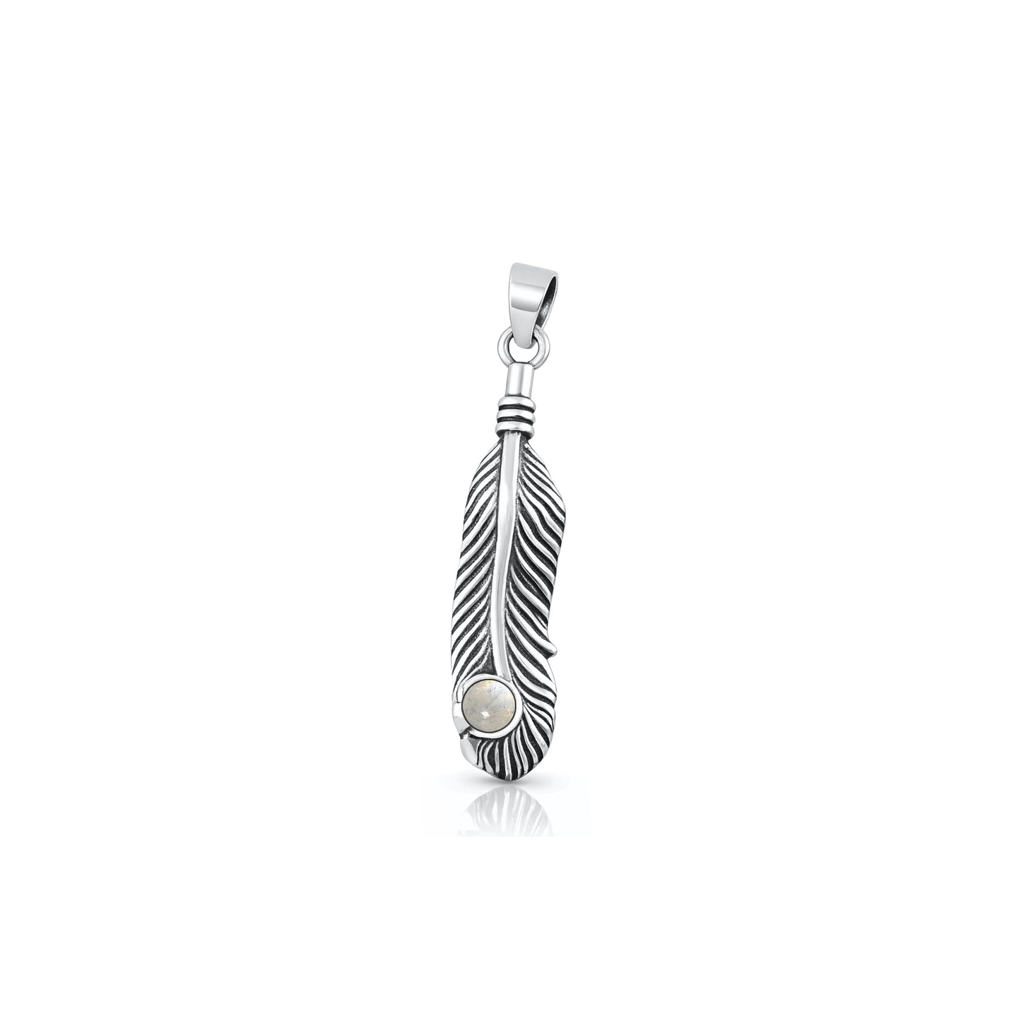 Silver Stone Pendant - Feather
