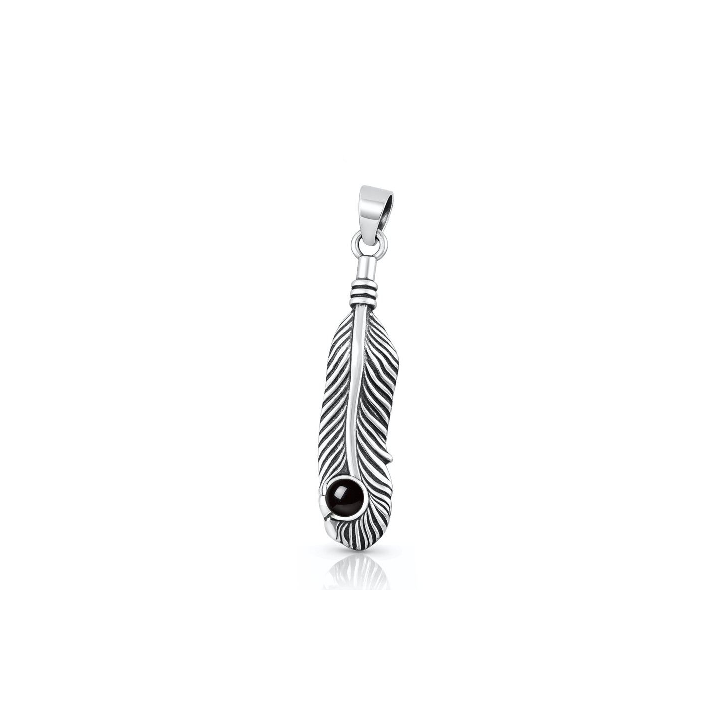 Silver Stone Pendant - Feather