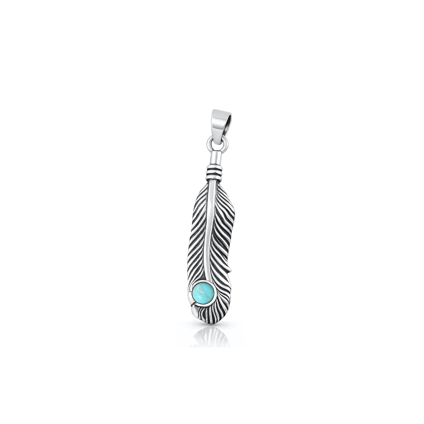 Silver Stone Pendant - Feather