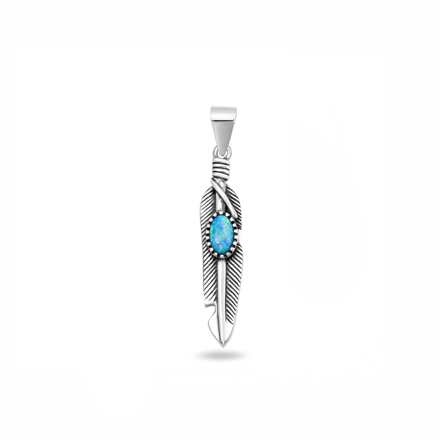 Silver Lab Opal Pendant - Feather
