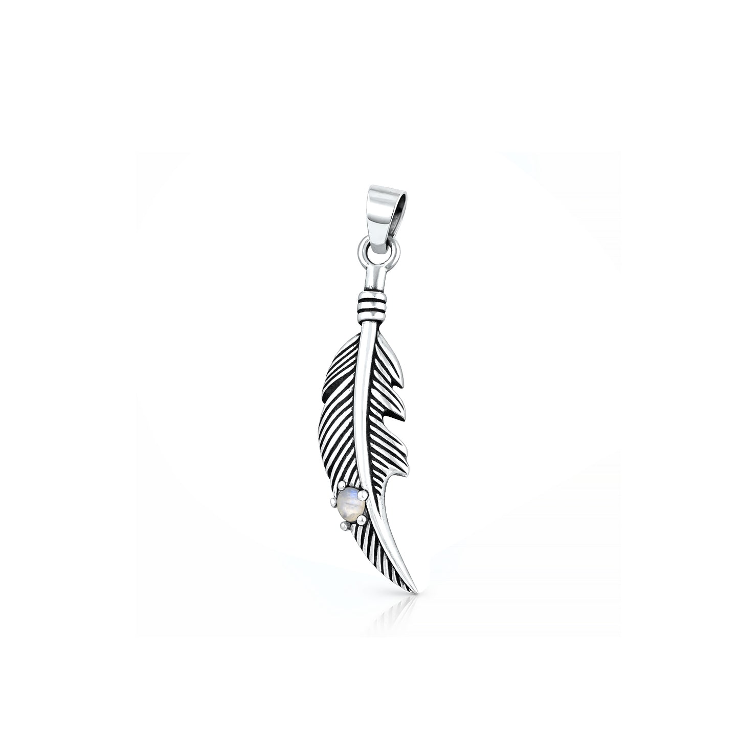 Silver Stone Pendant - Feather