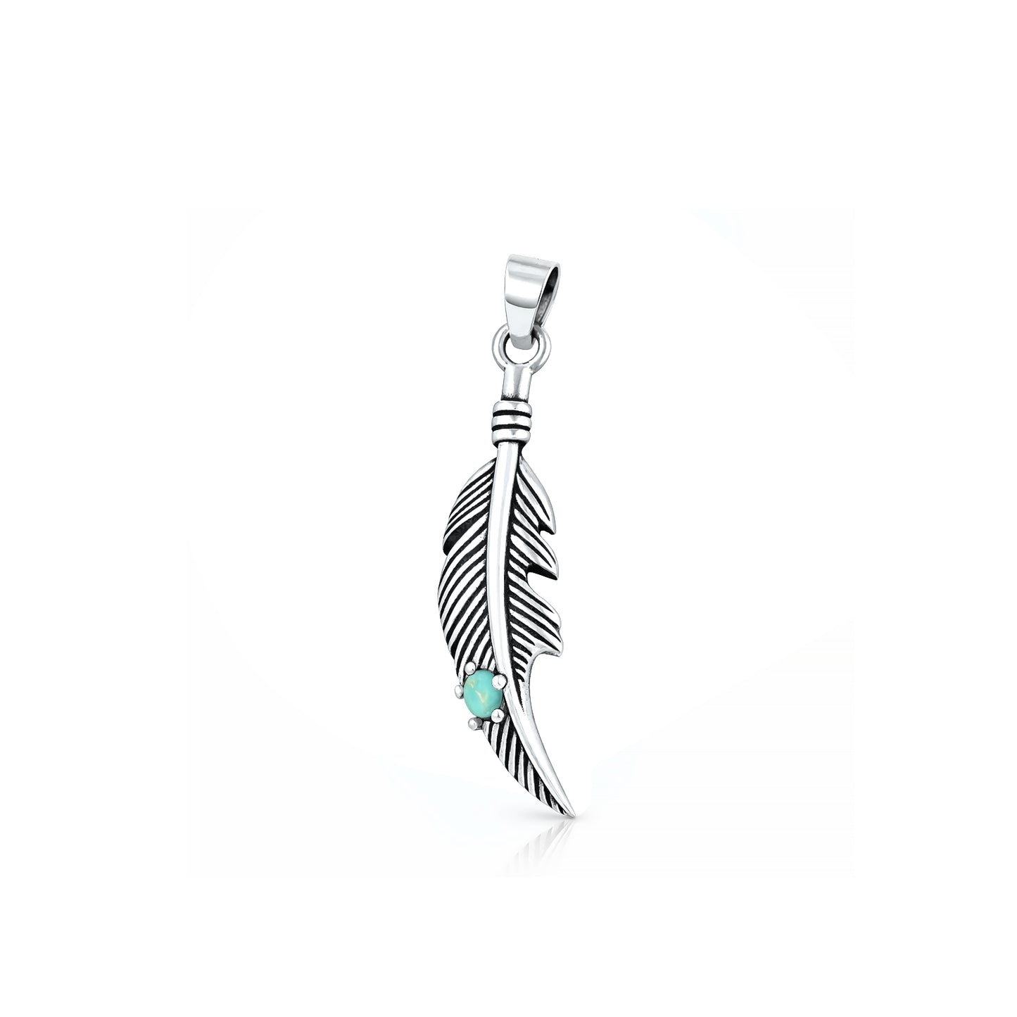 Silver Stone Pendant - Feather