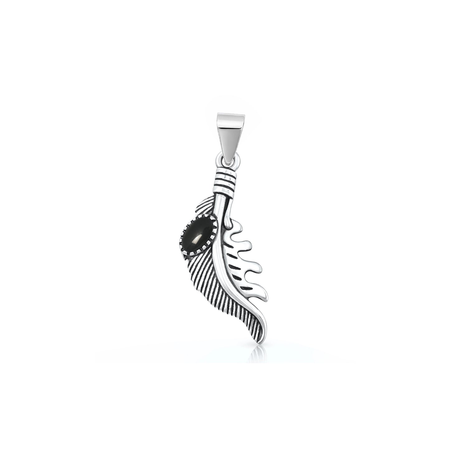 Silver Stone Pendant - Feather