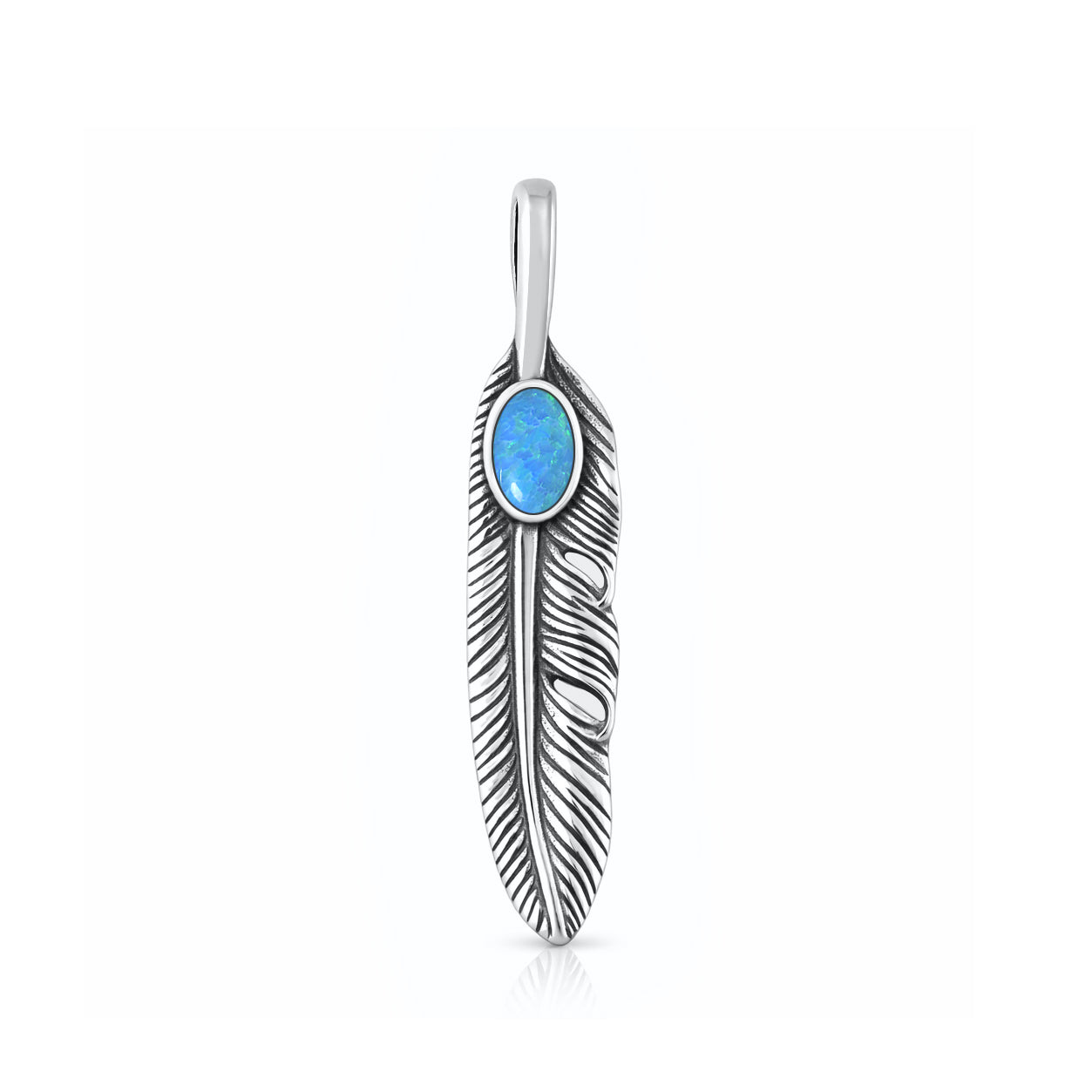 Silver Lab Opal Pendant - Feather